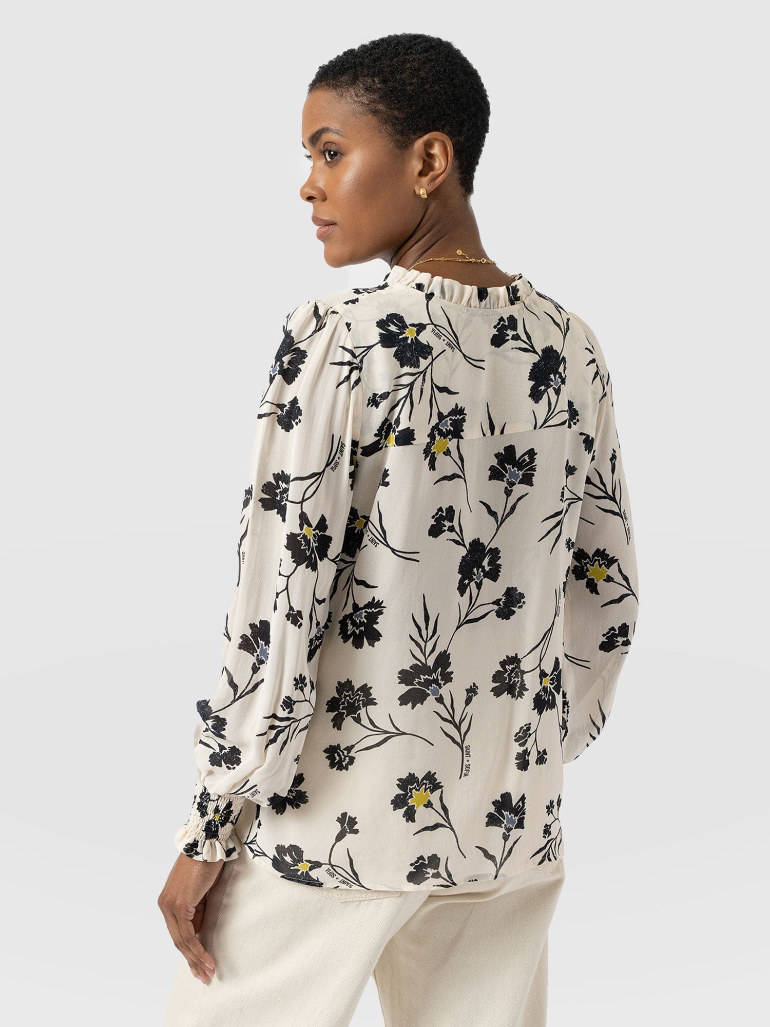 Olivia Blouse - White Spring Floral